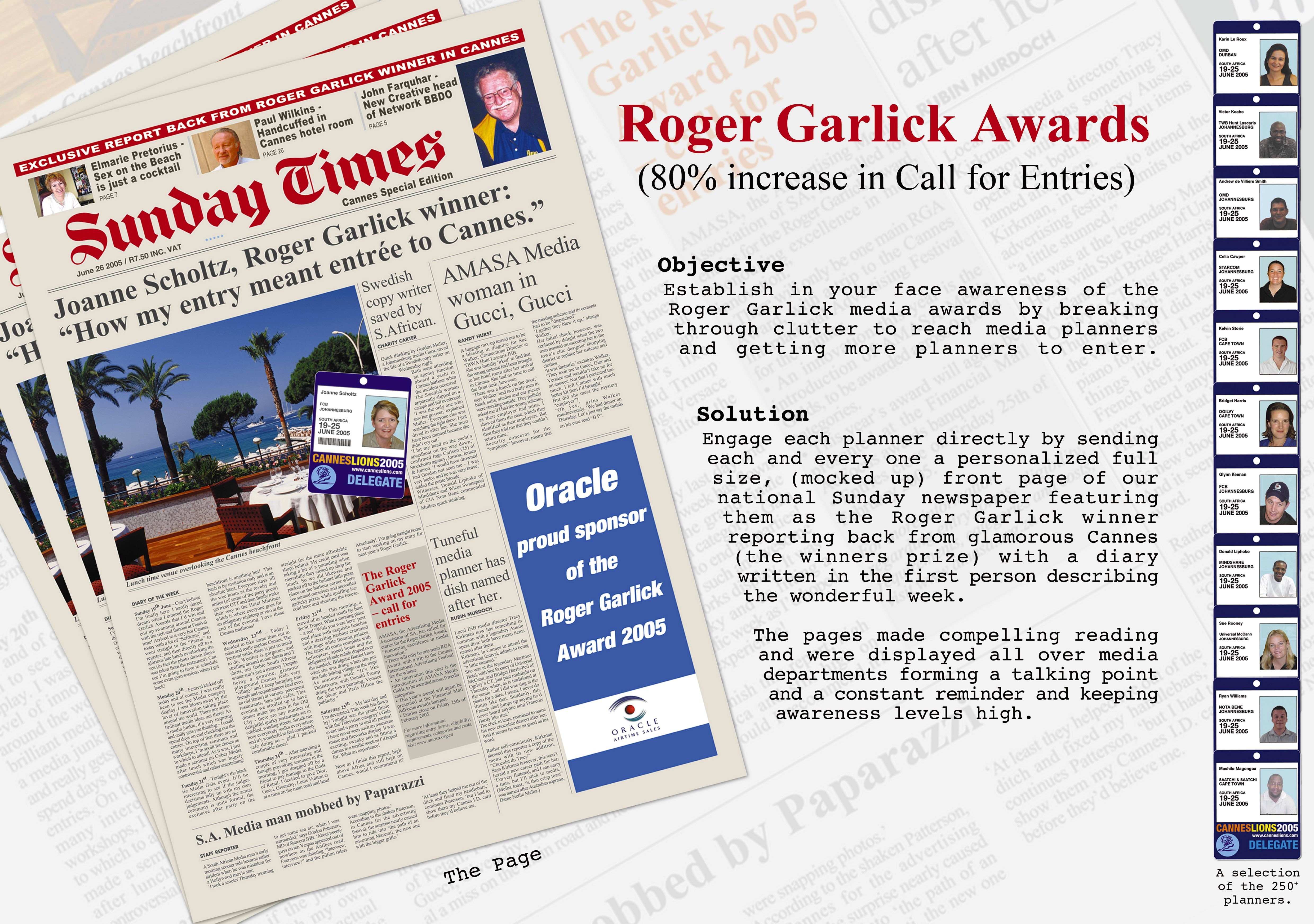 ROGER GARLICK AWARD