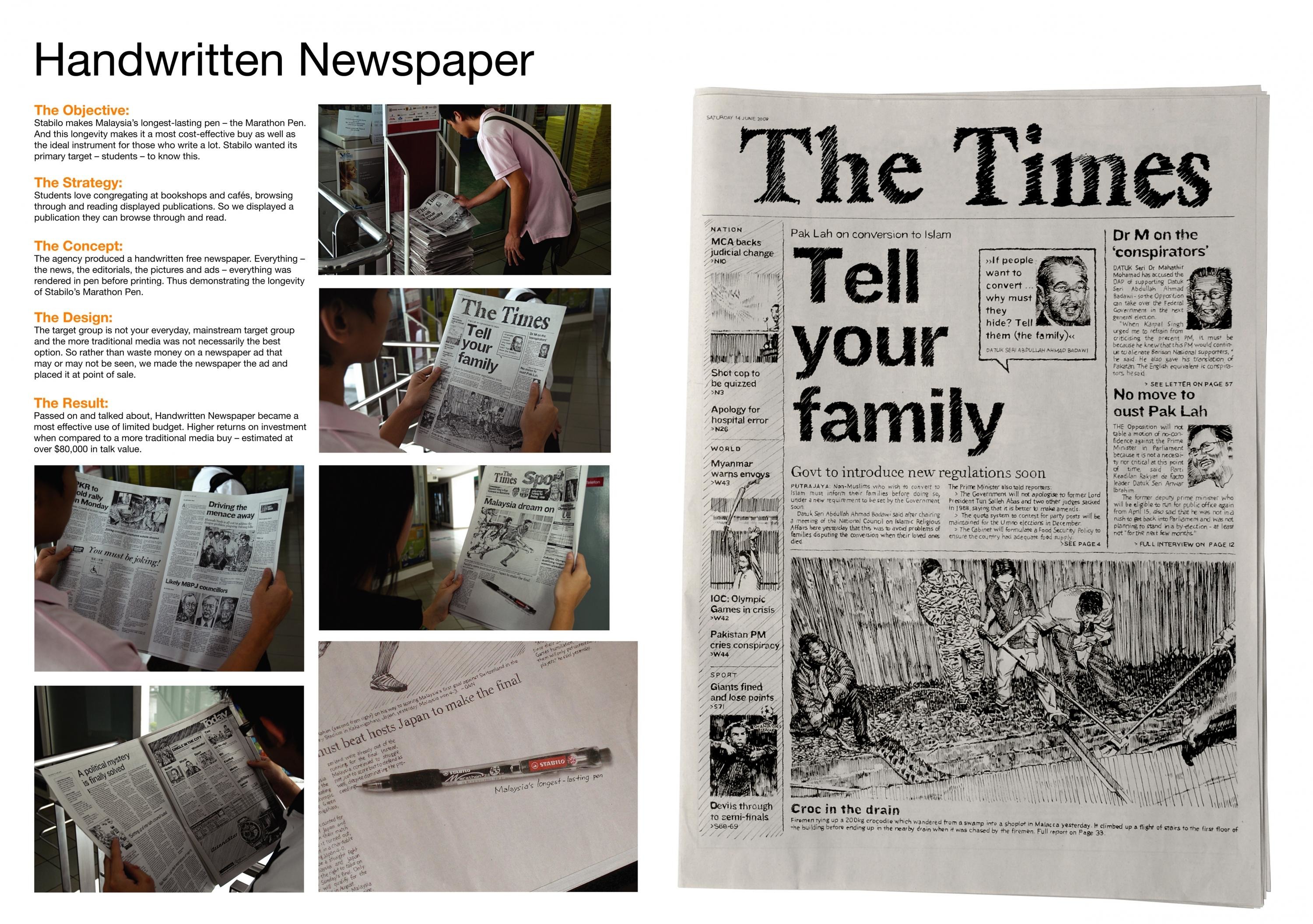 HANDWRITTEN NEWSPAPER