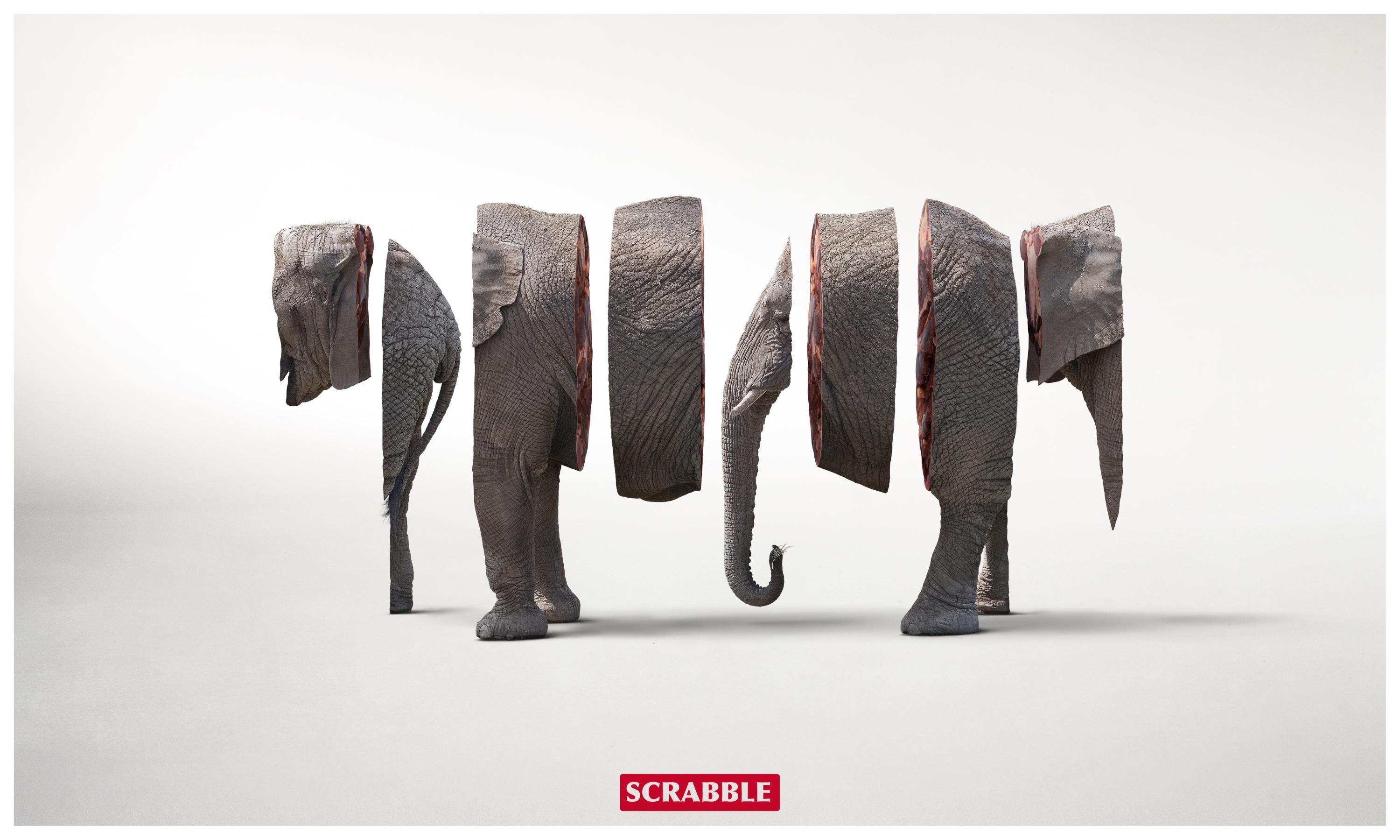 Elephants time. Креативная реклама. Необычные рекламные плакаты. Слон по кусочкам. Есть слона по кусочкам.