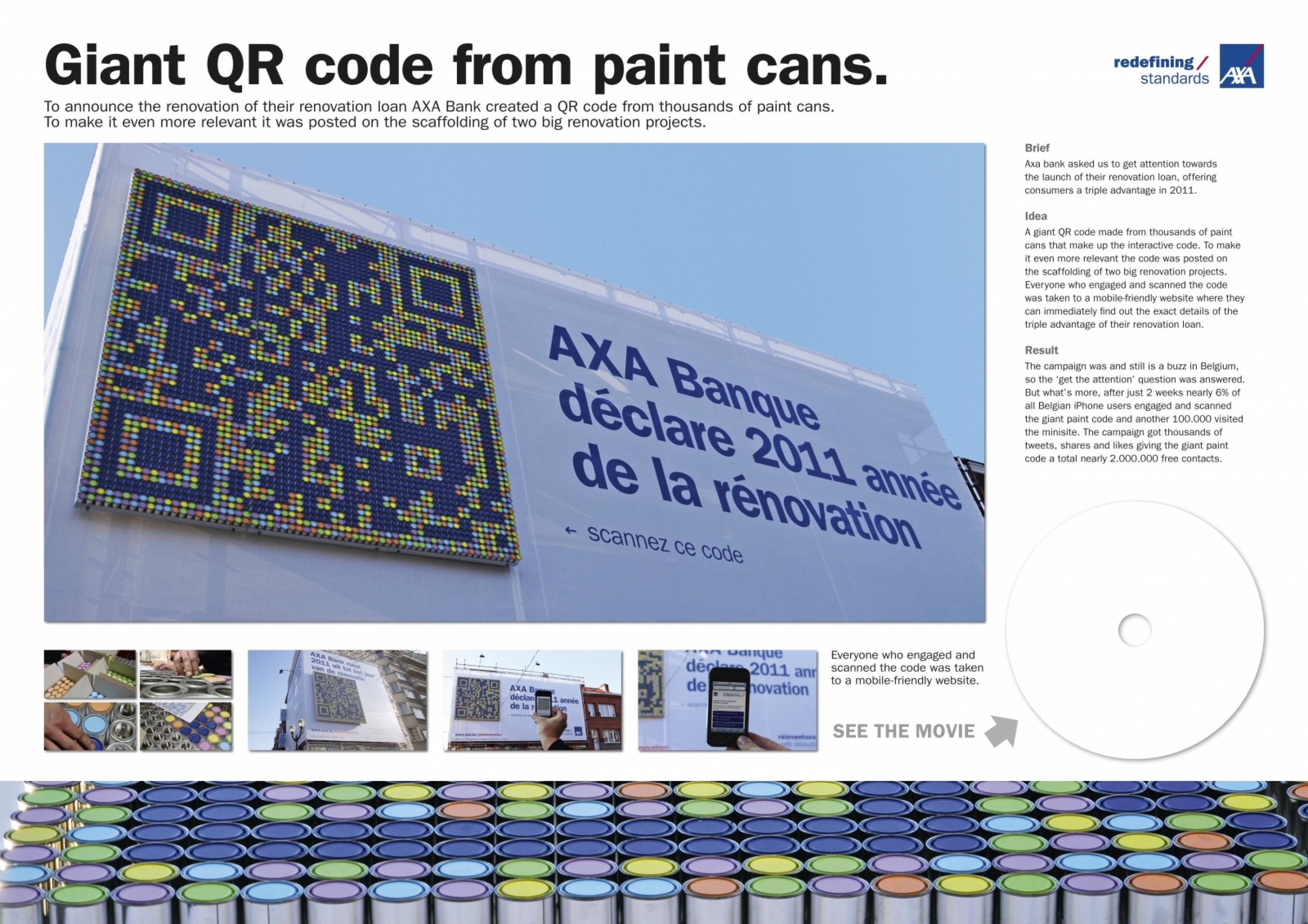 GIANT QR CODE FROM PAINT CANS