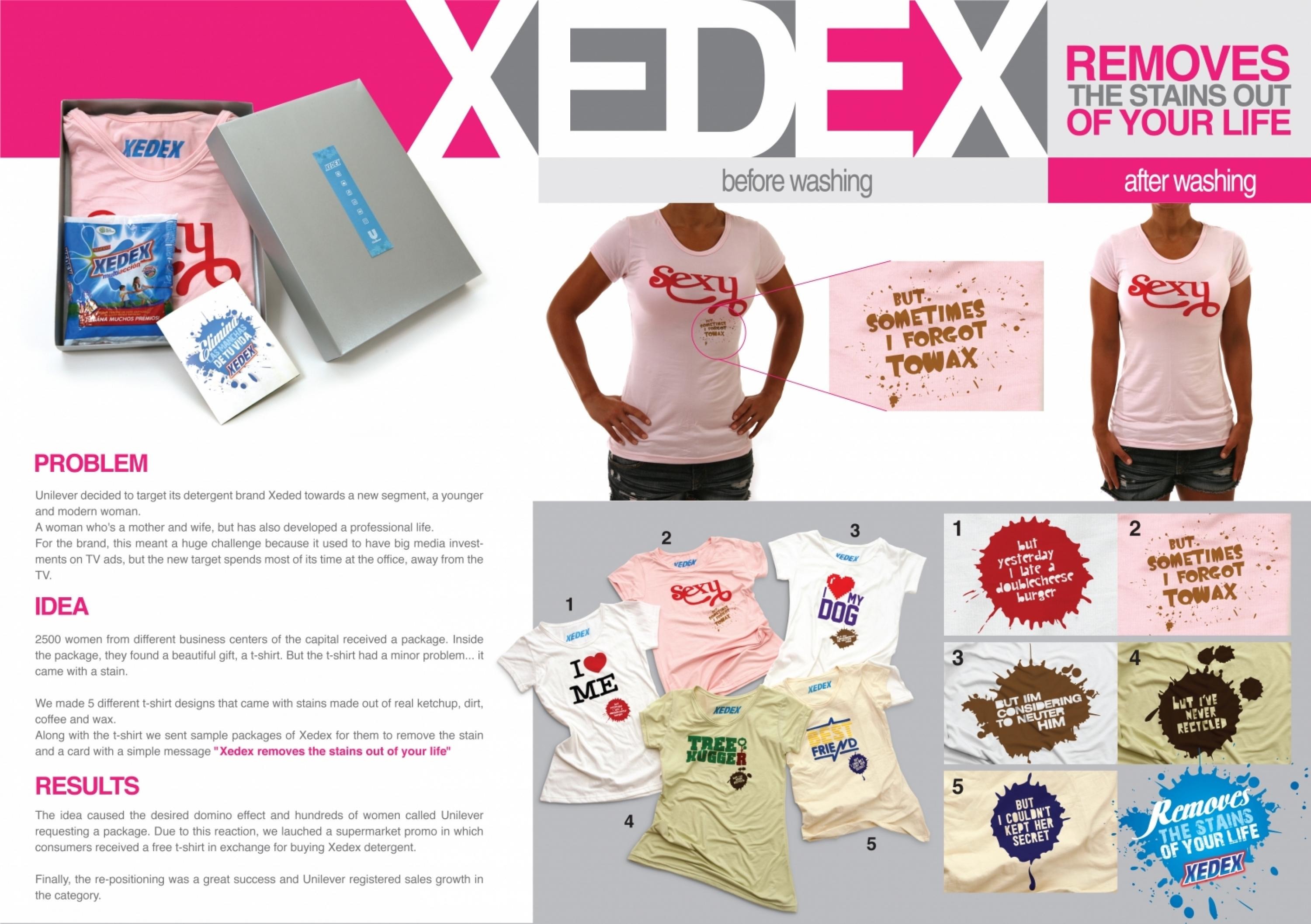 XEDEX REMOVES THE STAINS OUT OF YOUR LIFE