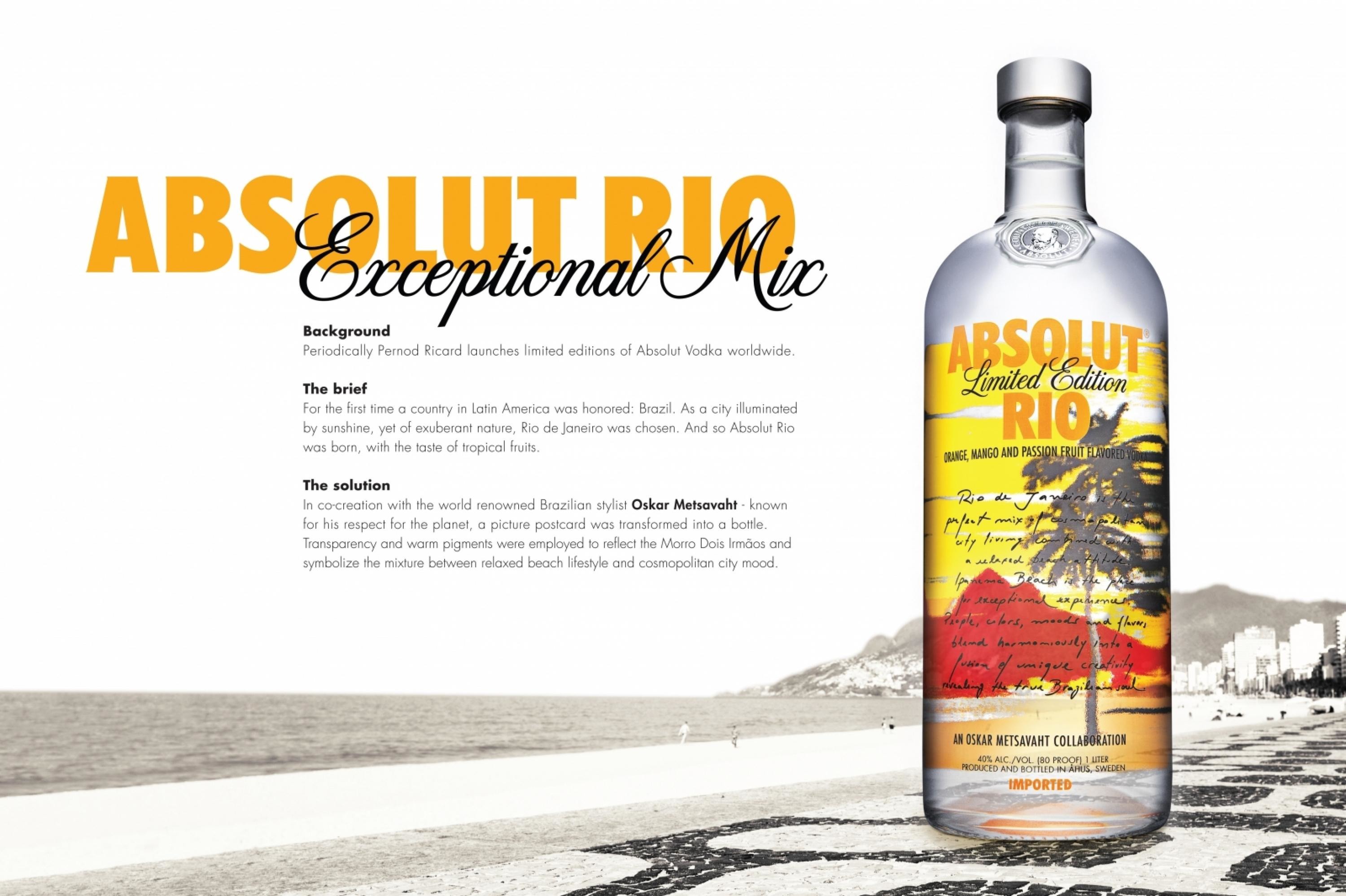 VODKA ABSOLUT RIO LIMITED EDITION